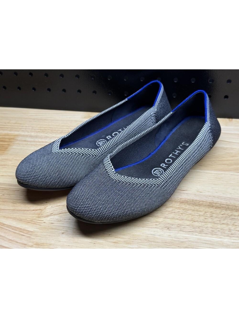 Rothy's Birdseye Round Toe Flats Women Sz 8.5 Gray Classic Comfort Chic Washable